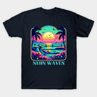 80s beach at sunset T-Shirt